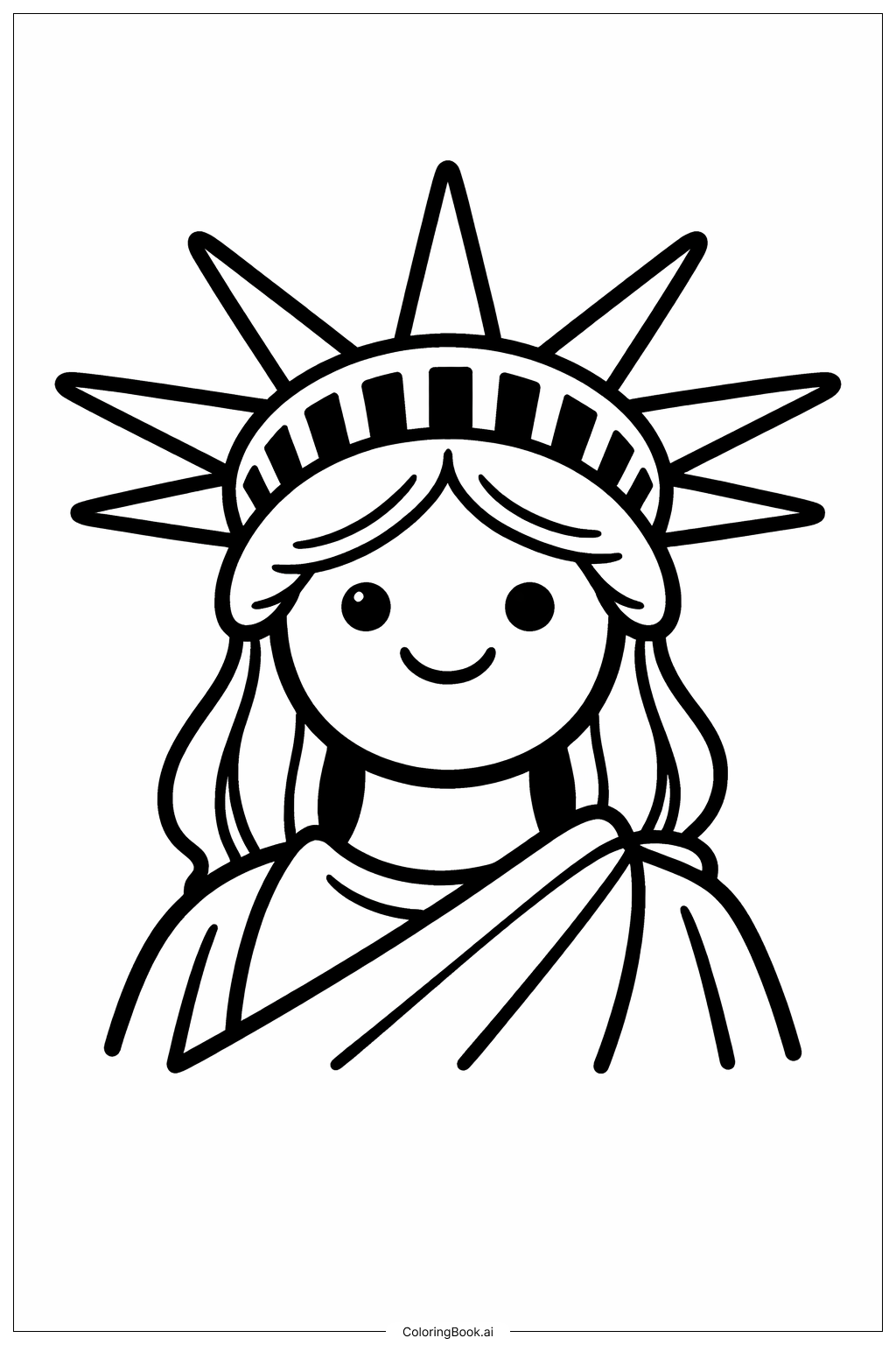  Lächelndes Gesicht der Freiheitsstatue Ausmalseite 