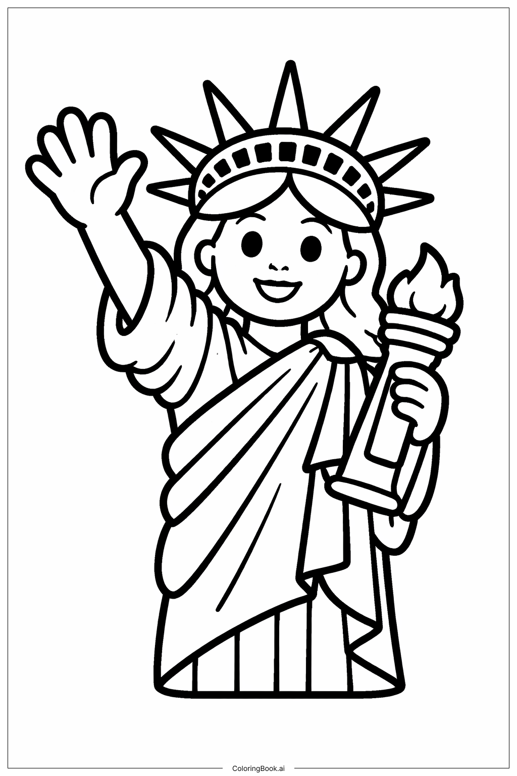  Freiheitsstatue mit winkender Hand Ausmalseite 