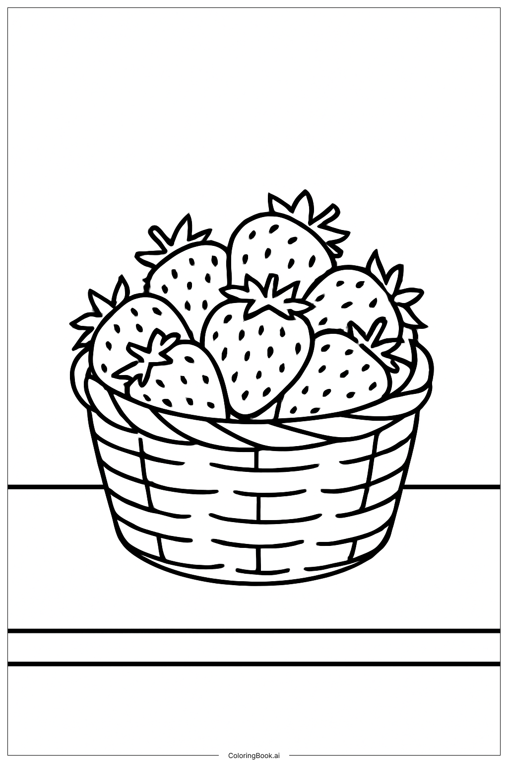 桌上草莓籃著色頁