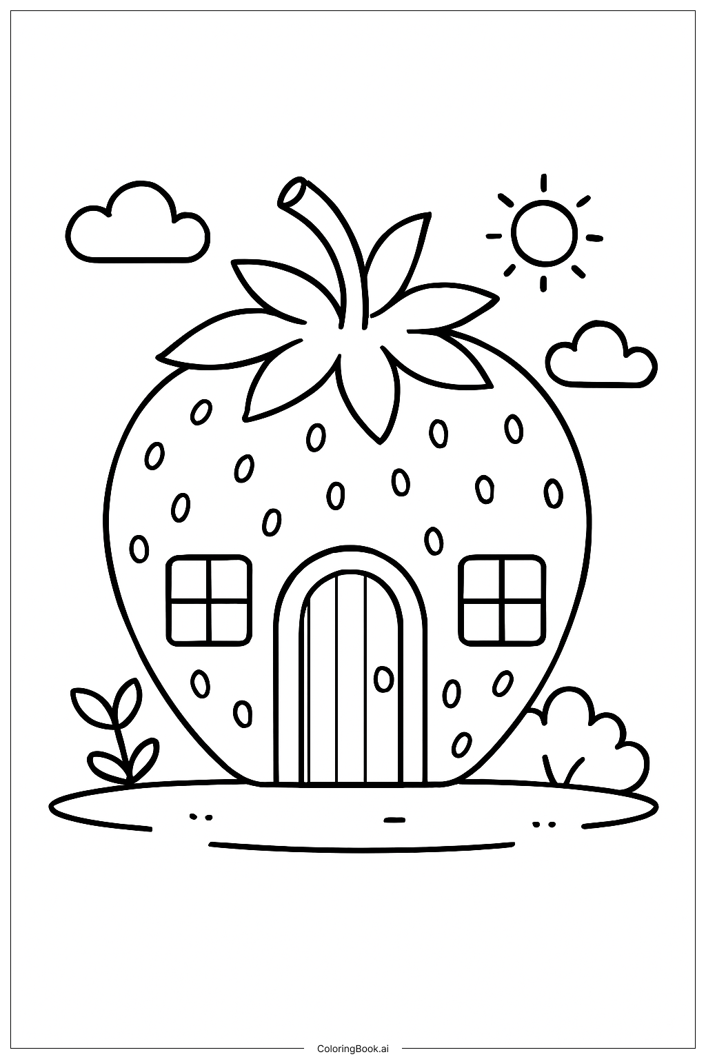 帶門的草莓屋著色頁