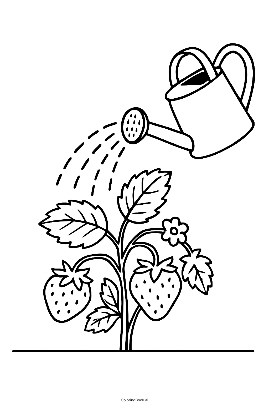 草莓植物與水壺