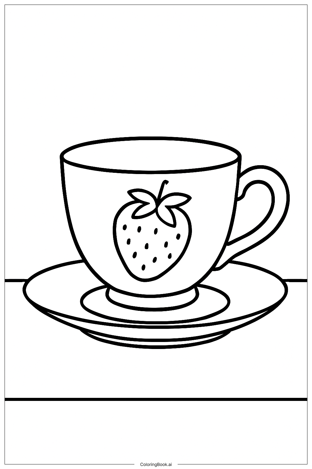 草莓茶杯著色頁