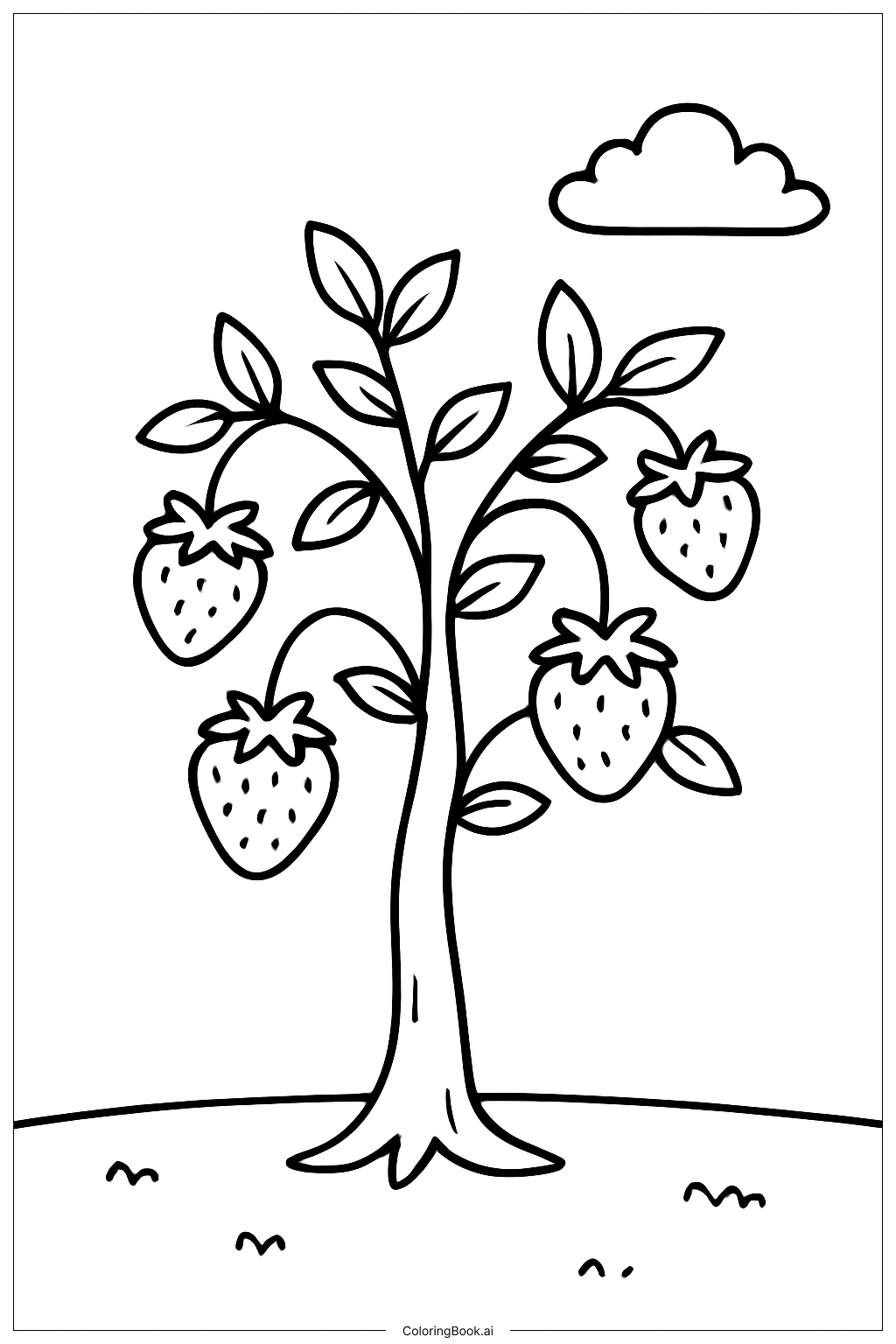 有果實的草莓樹著色頁