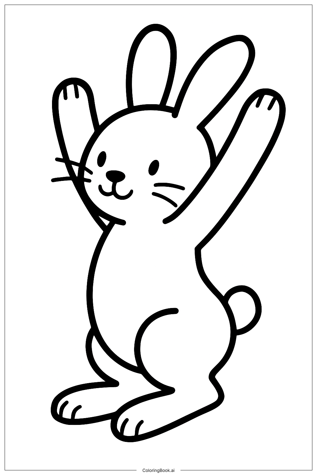  Página para colorear de Conejo de la Mañana Estirándose 