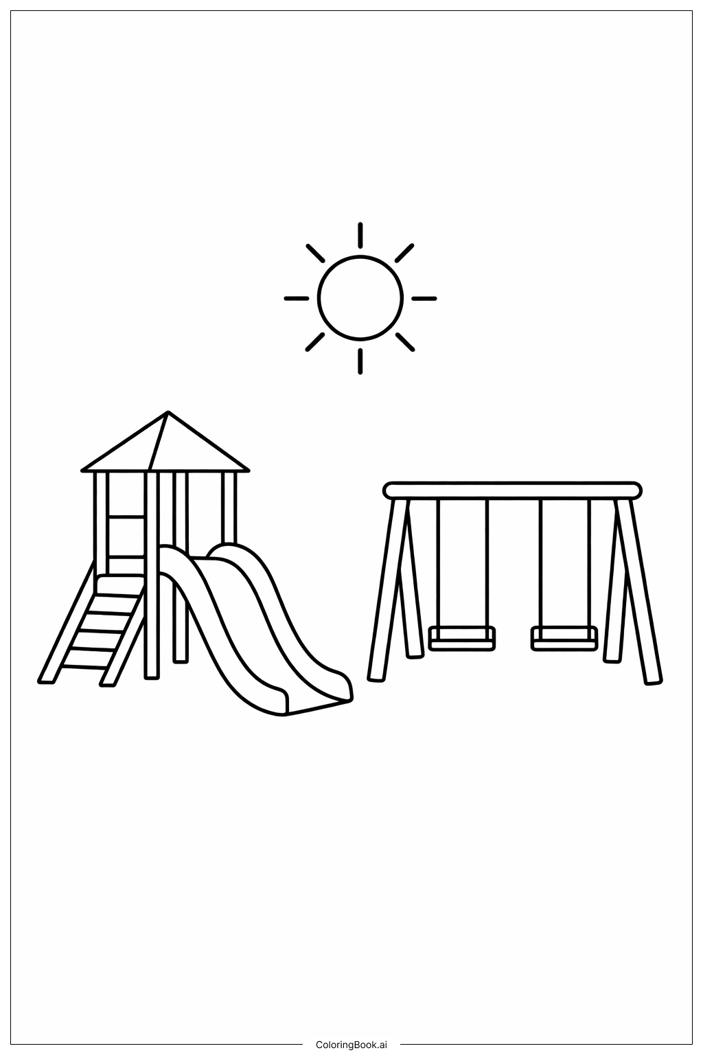  놀이터 위의 태양 색칠공부 페이지 
