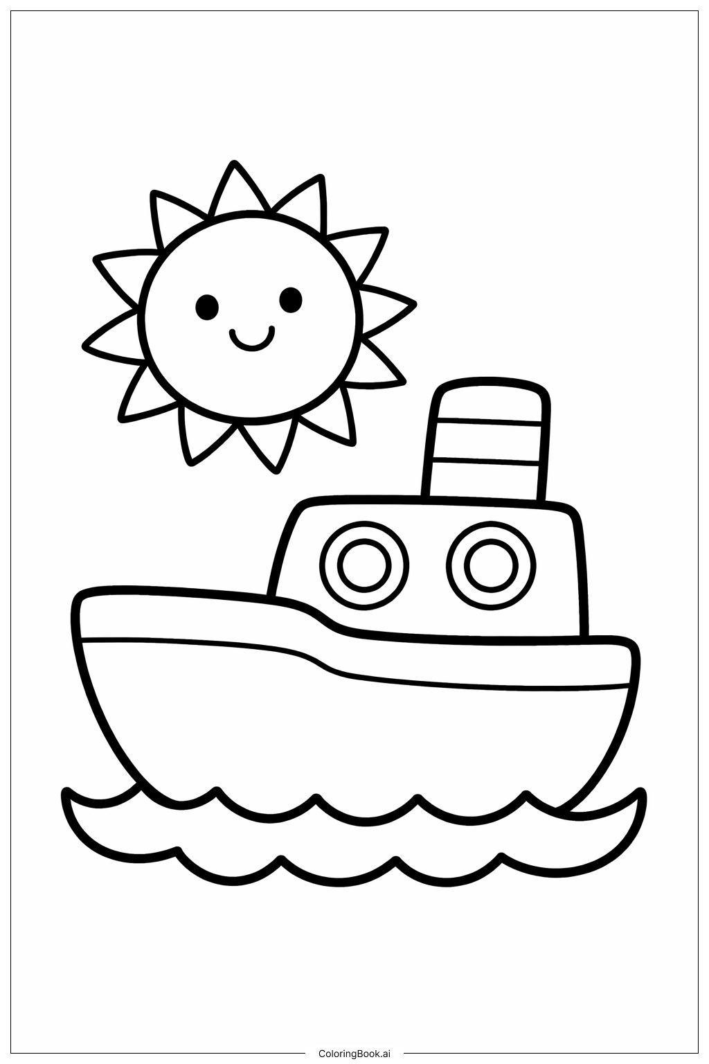  태양과 보트 색칠공부 페이지 