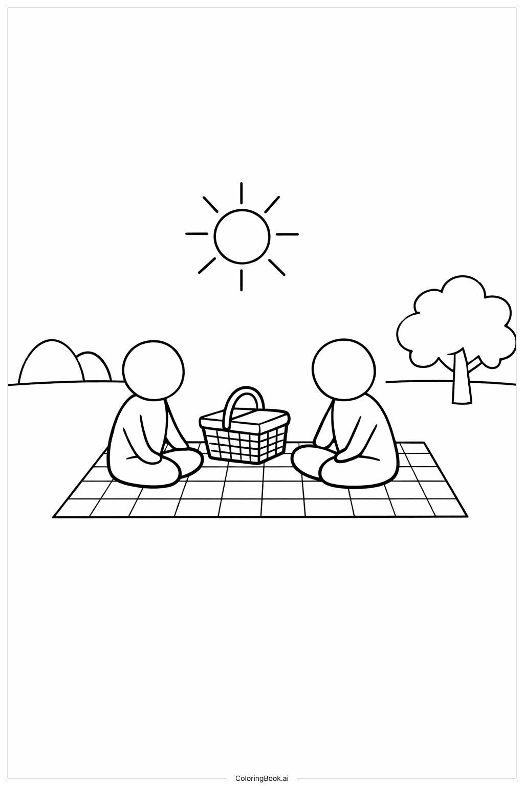  태양과 가족 소풍 색칠공부 페이지 