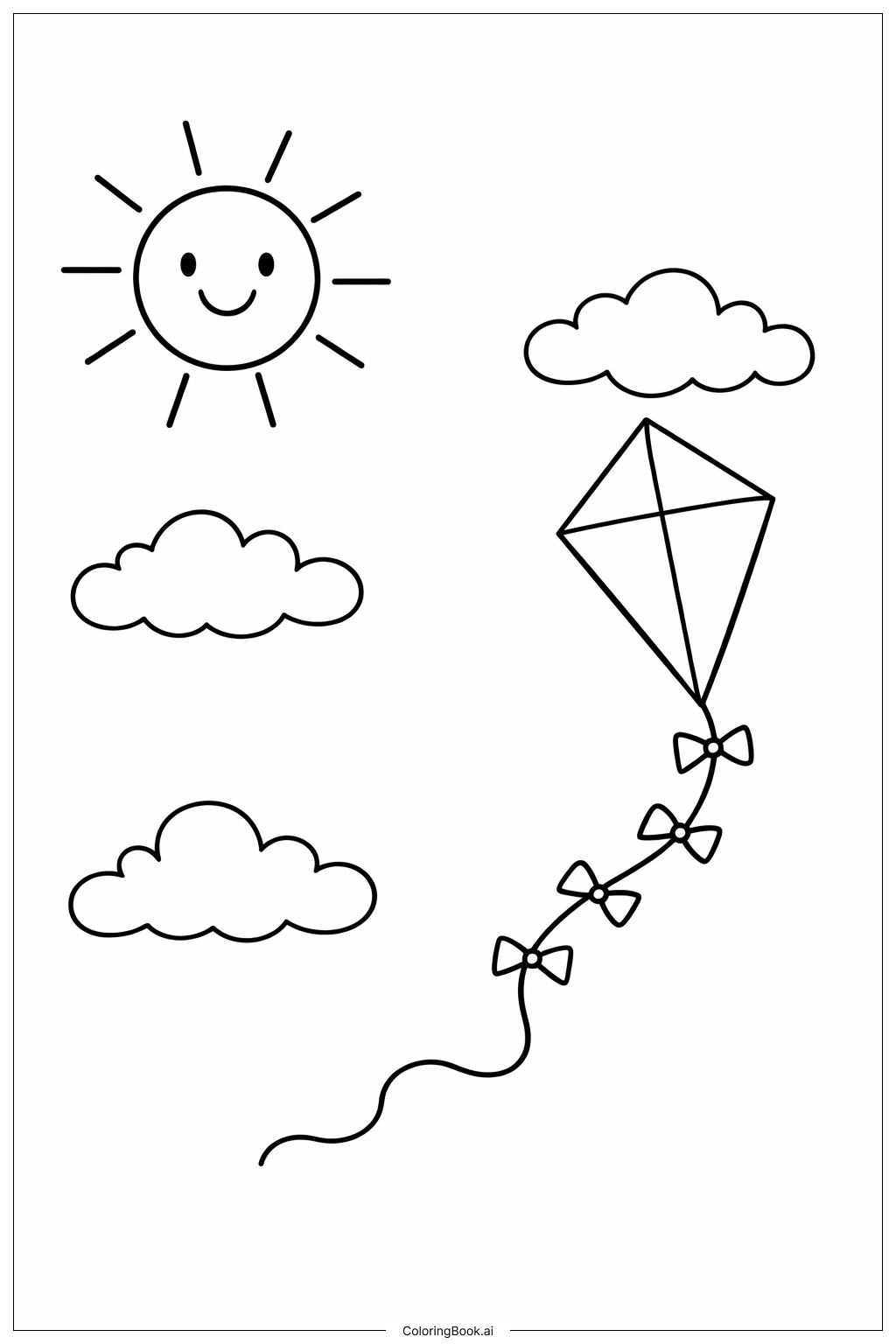  태양과 연 날리기 색칠공부 페이지 