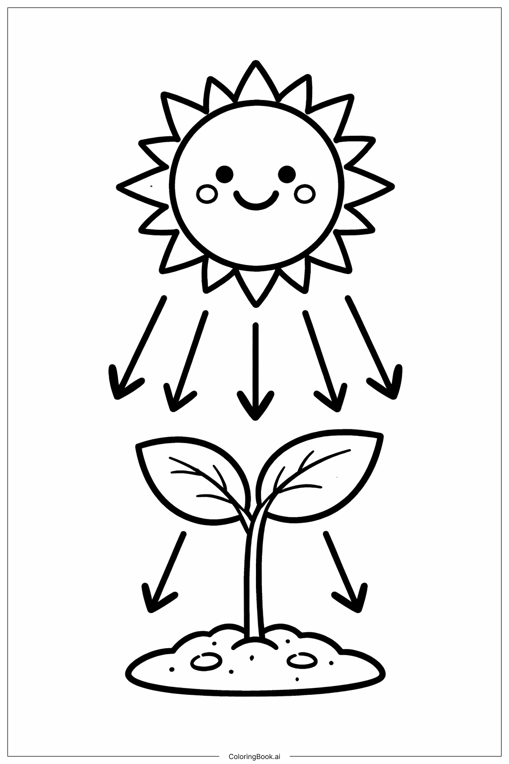 Página para colorir de Sol e Fotossíntese das Plantas 