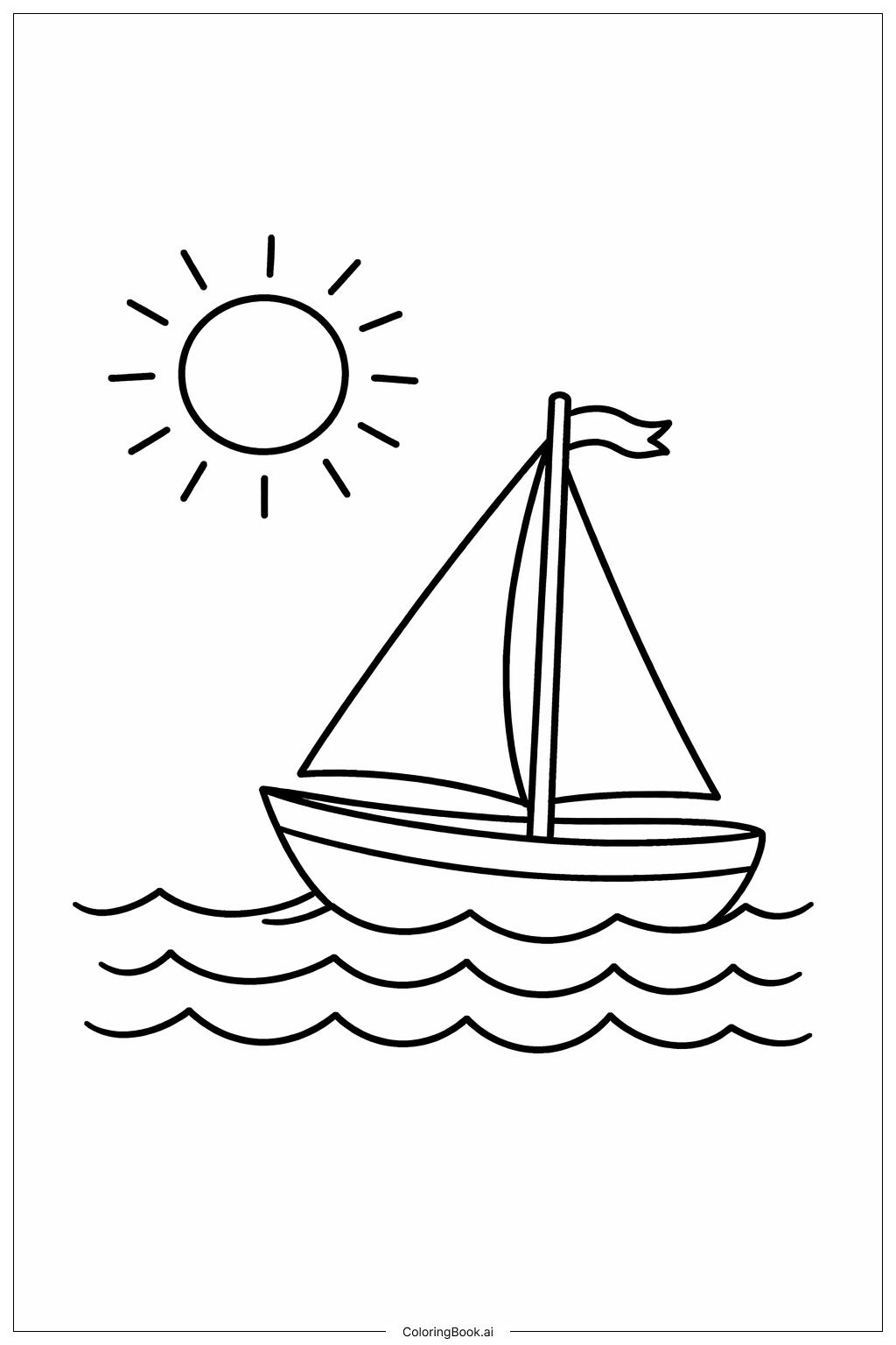  태양과 요트 색칠공부 페이지 