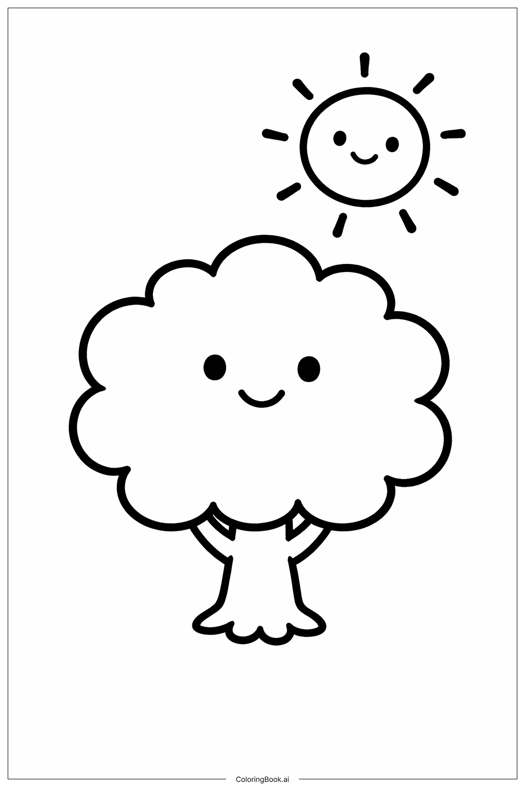  태양과 웃는 나무 색칠공부 페이지 