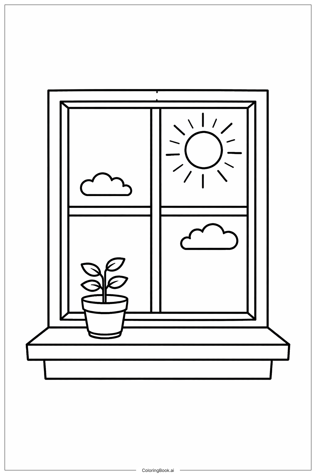  창문 앞 햇살 풍경 색칠공부 페이지 