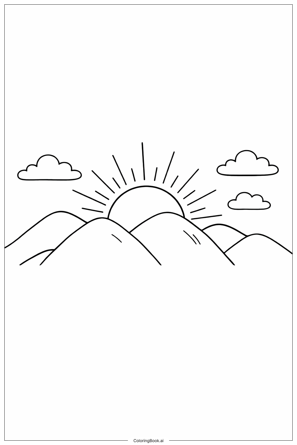  산 뒤의 태양 색칠공부 페이지 