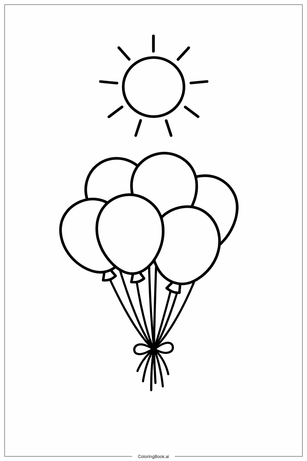 풍선 꽃다발과 태양