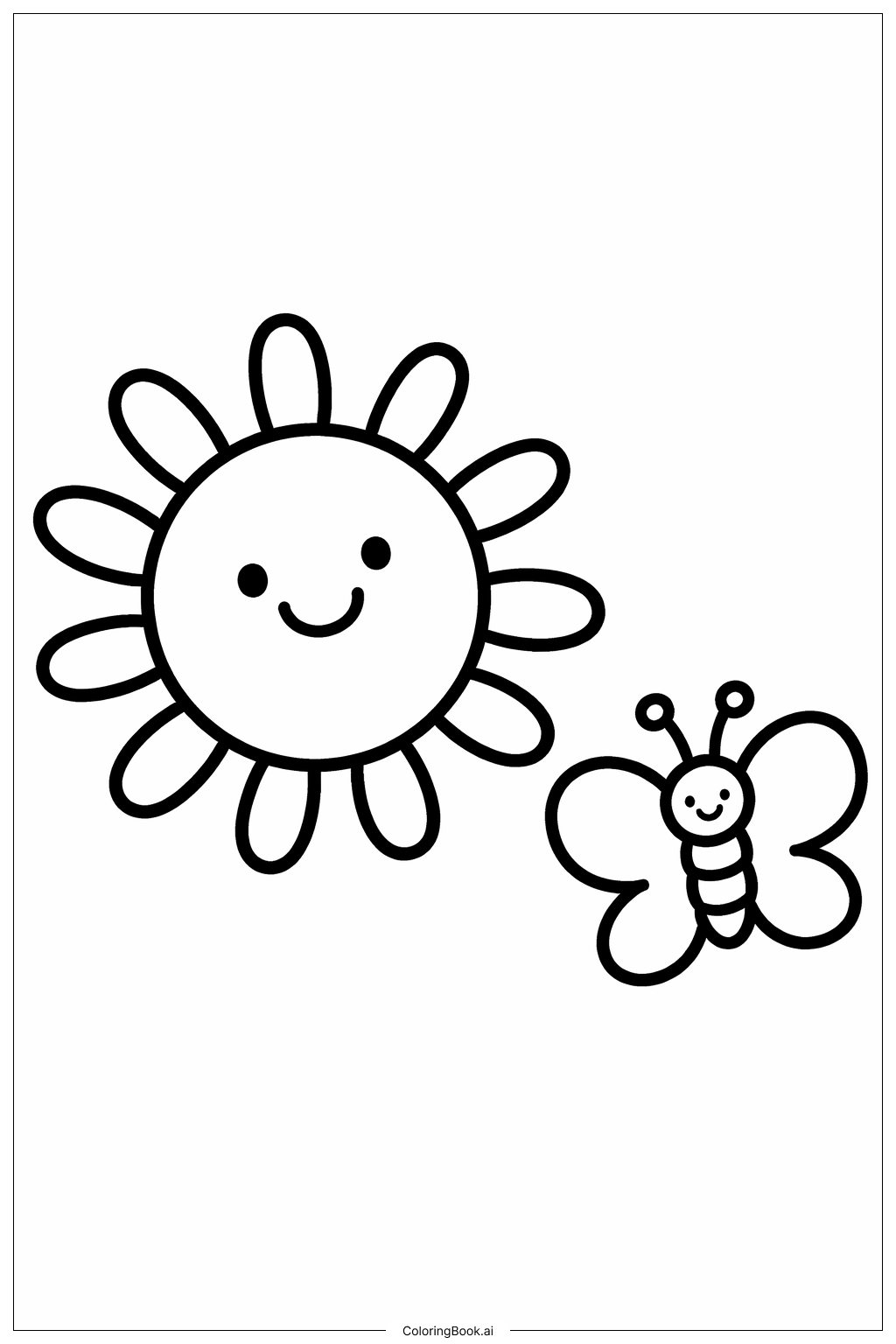  나비와 태양 색칠공부 페이지 