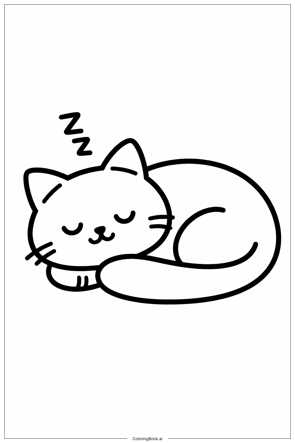  阳光下的小憩猫填色页 