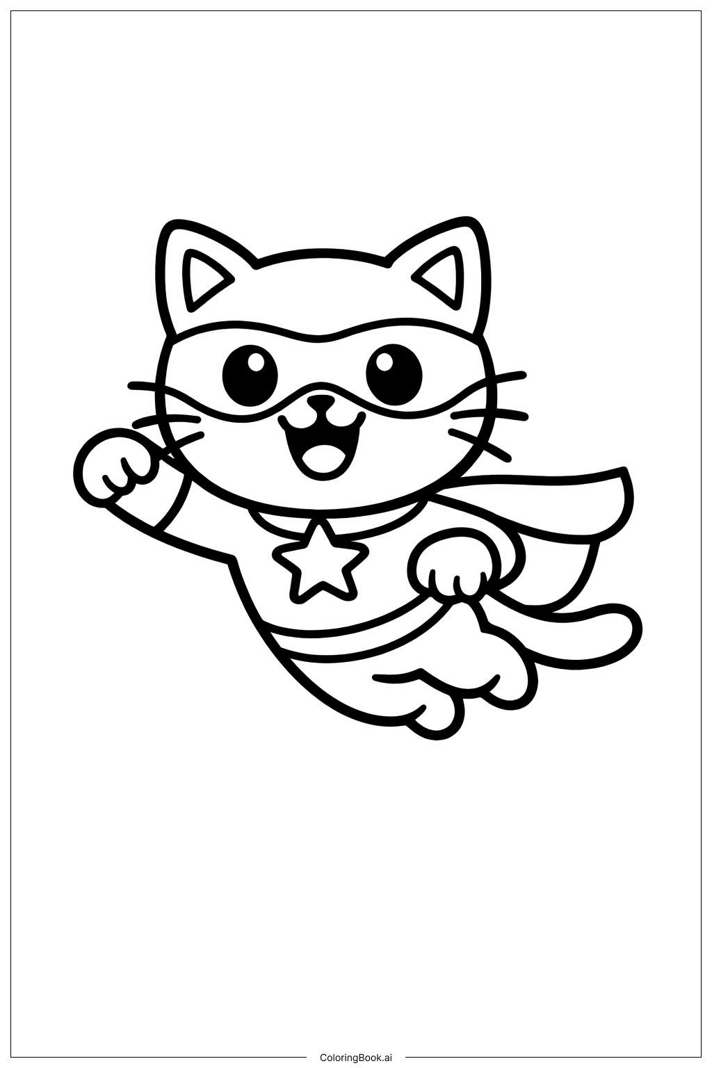  Página para colorear de Super Gatitos Voladores 
