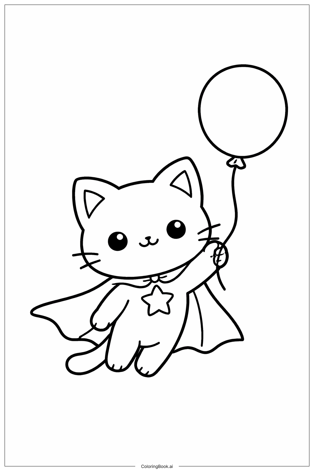  Página para colorear de Super Gatitos Sosteniendo Globos 