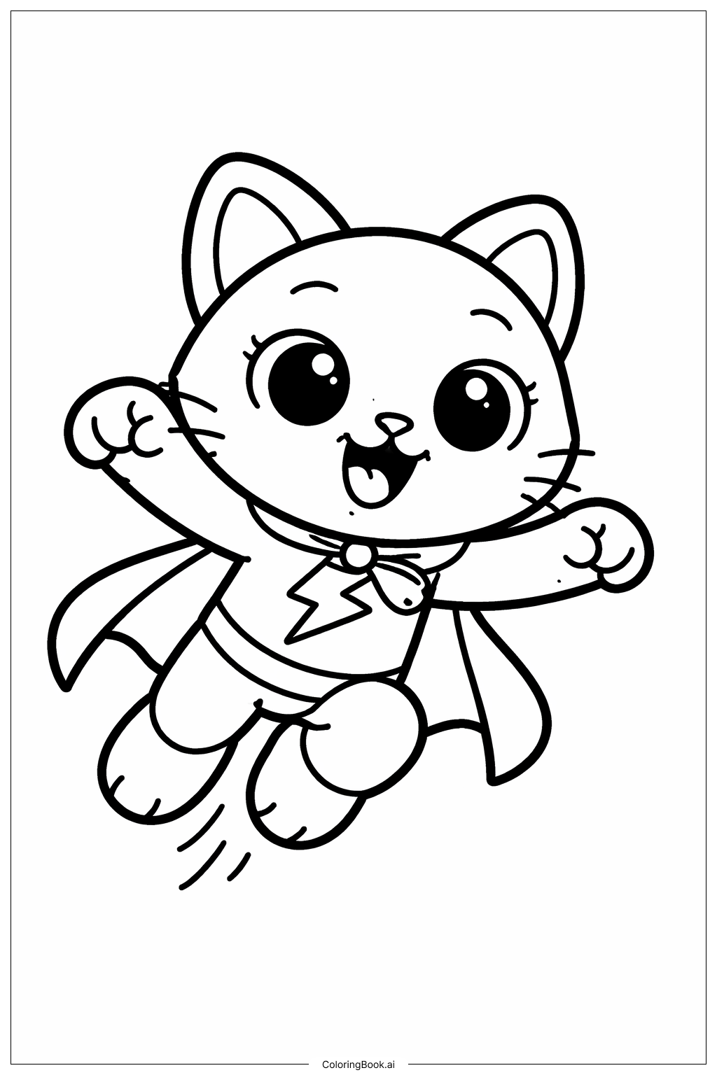  Página para colorear de Super Gatitos Saltando 