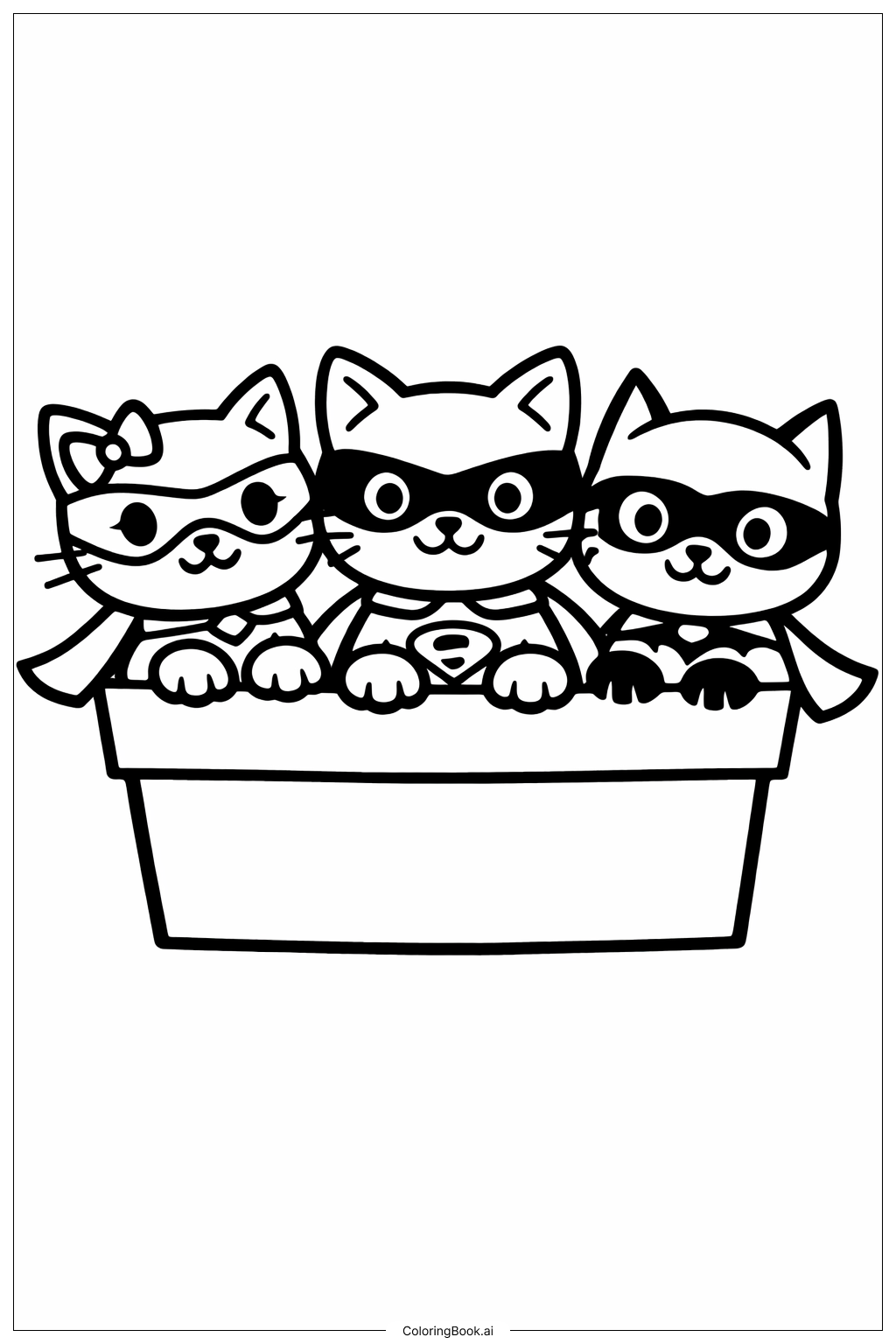  Super Kitties Coloring Page 