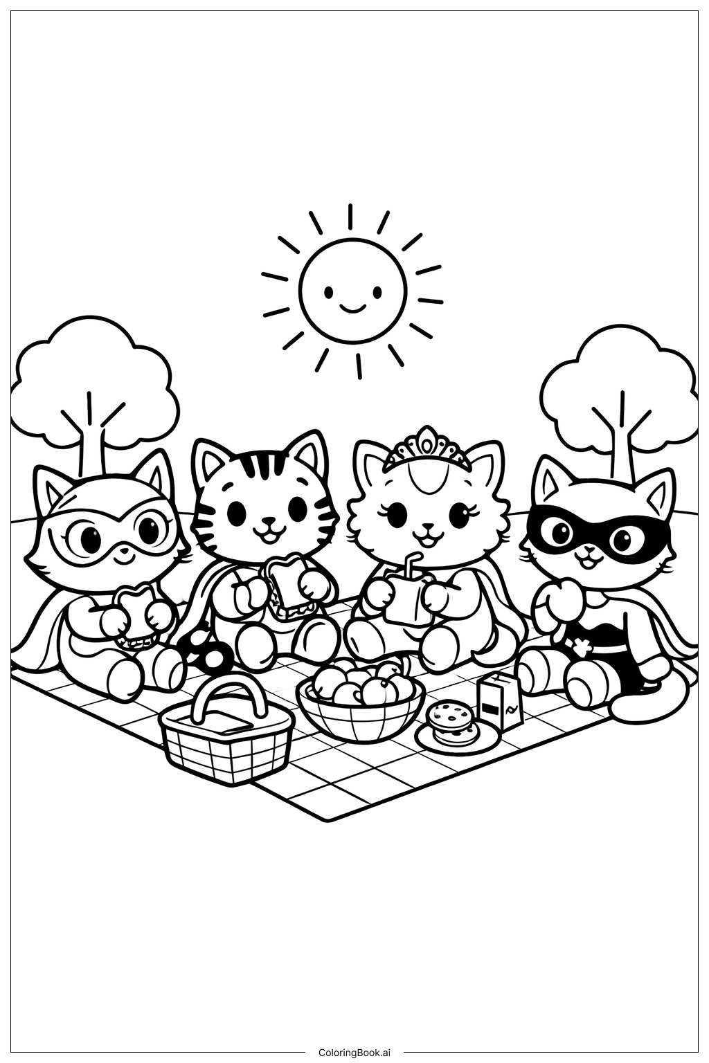 Página para colorear de Super Gatitos