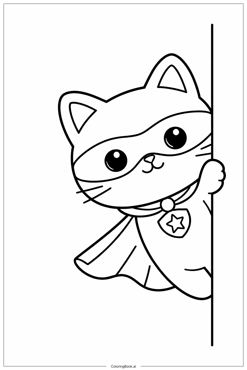  Página para colorear de Super Gatitos Asomándose 