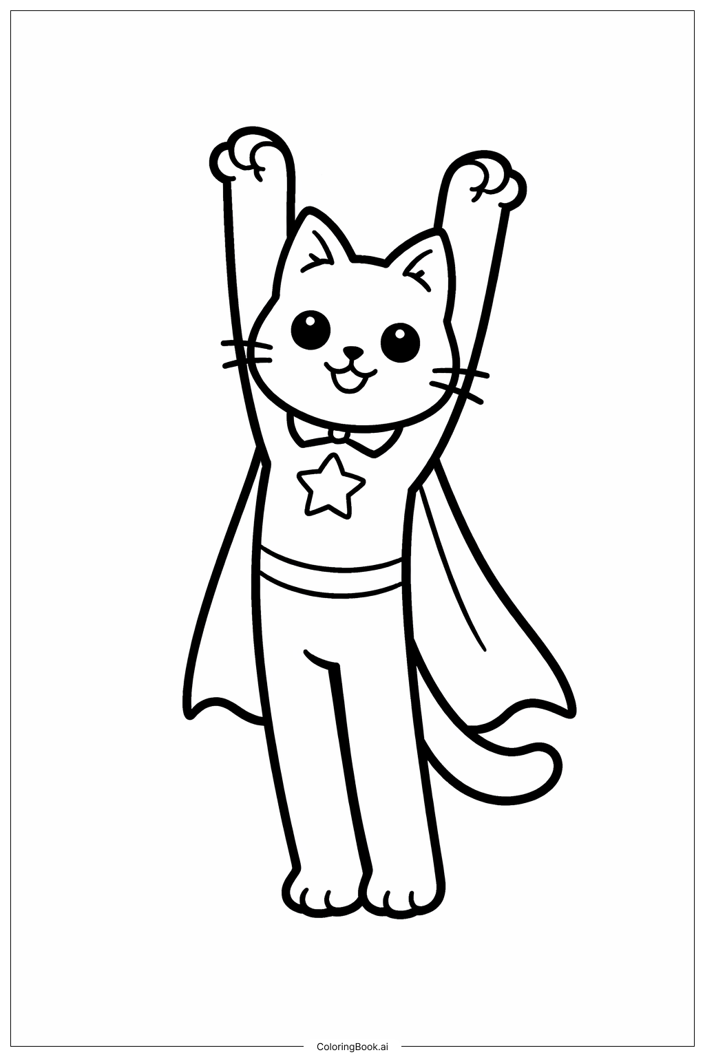  Página para colorear de Super Gatitos Estirándose 