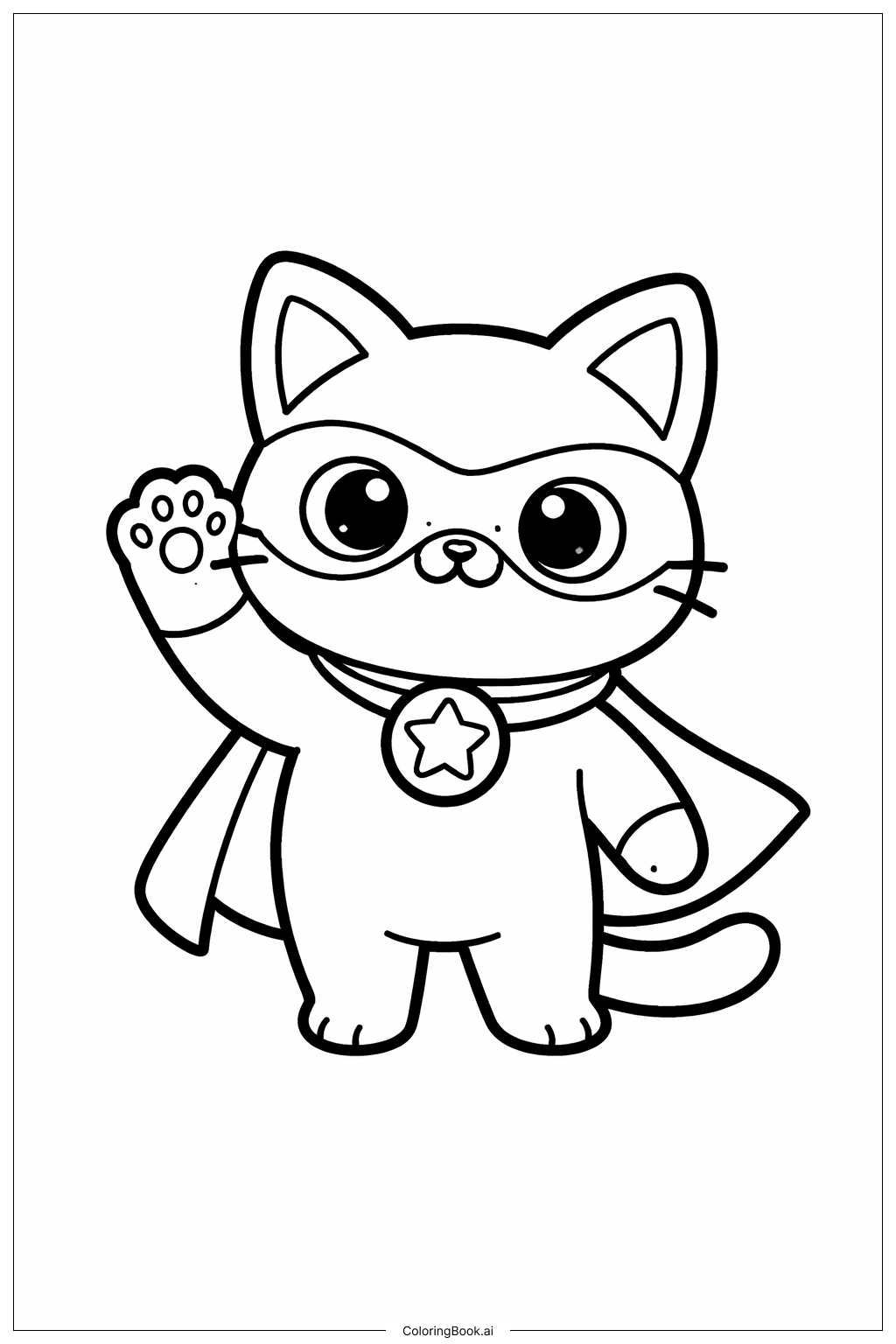  Página para colorear de Súper Gatitos Agitando Patas 