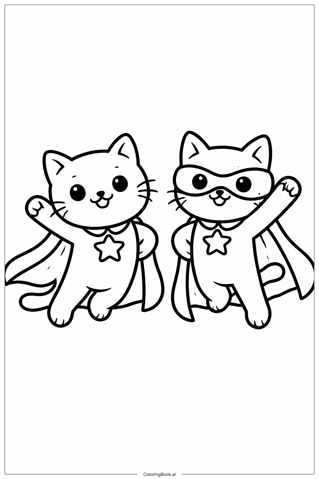  Página para colorear de Super Gatitos con Capas 
