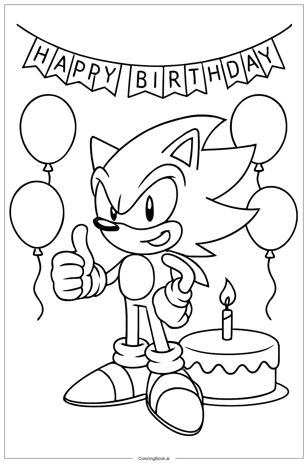  Super Sonic Birthday Party Coloring Page 