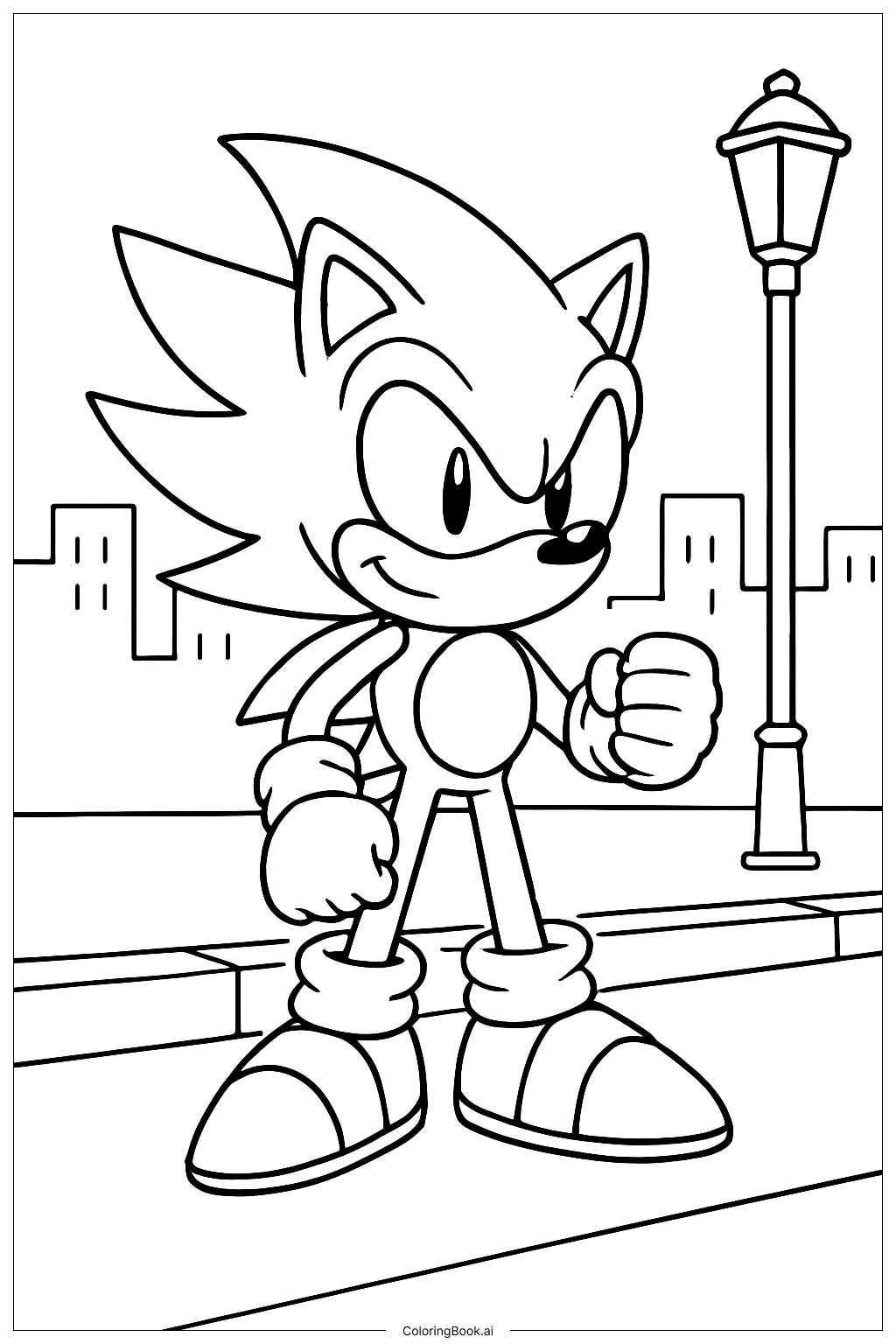  Super Sonic City Street Coloring Page 