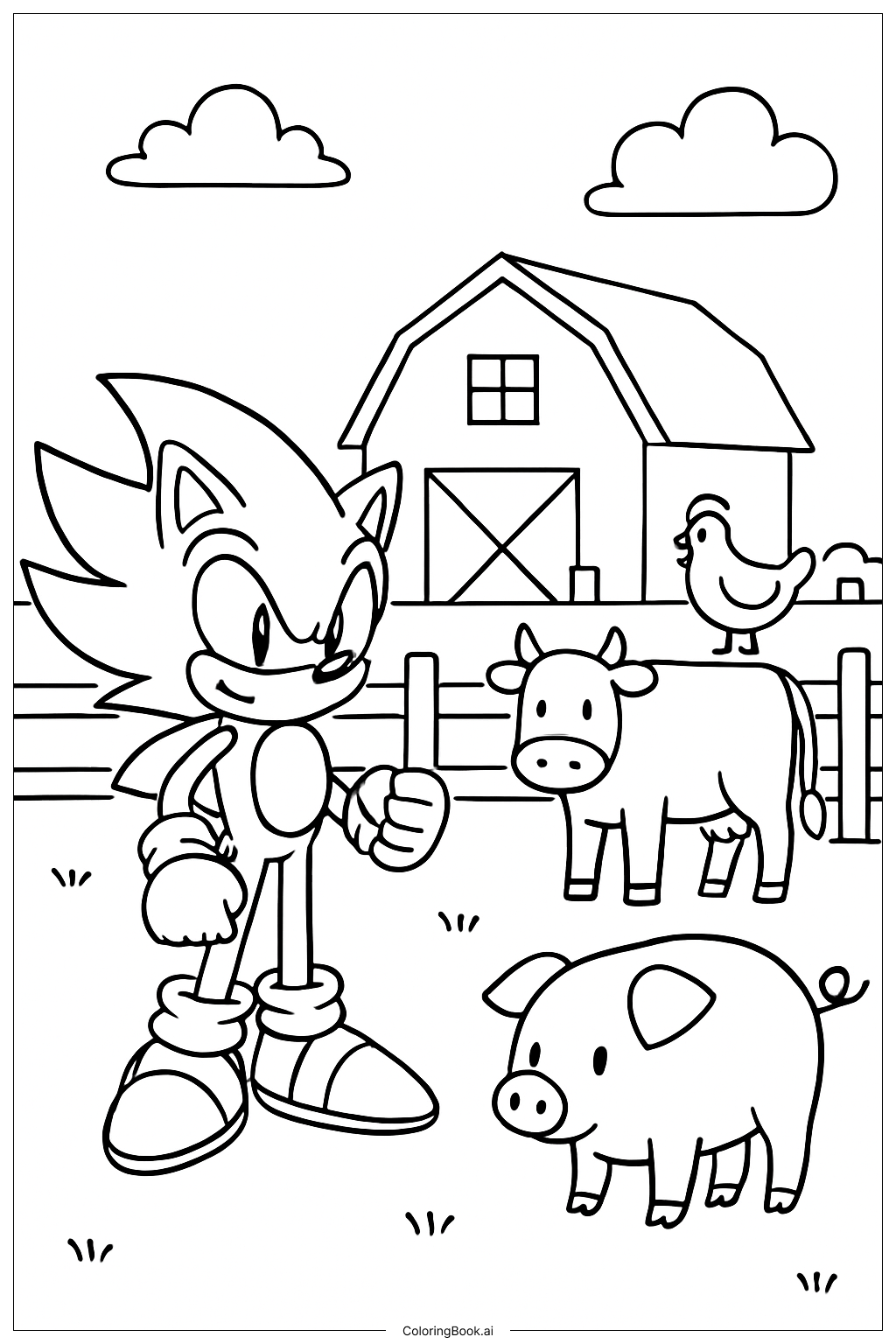  Super Sonic Farm Visit Coloring Page 