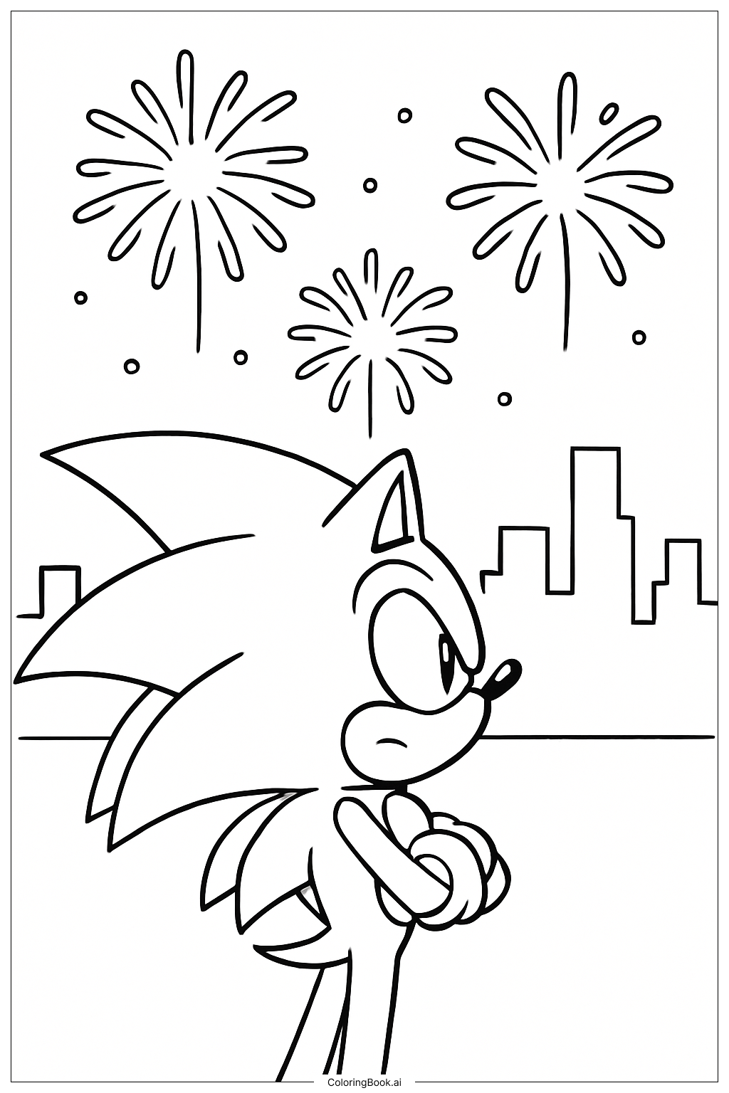  Super Sonic Fireworks Night Coloring Page 