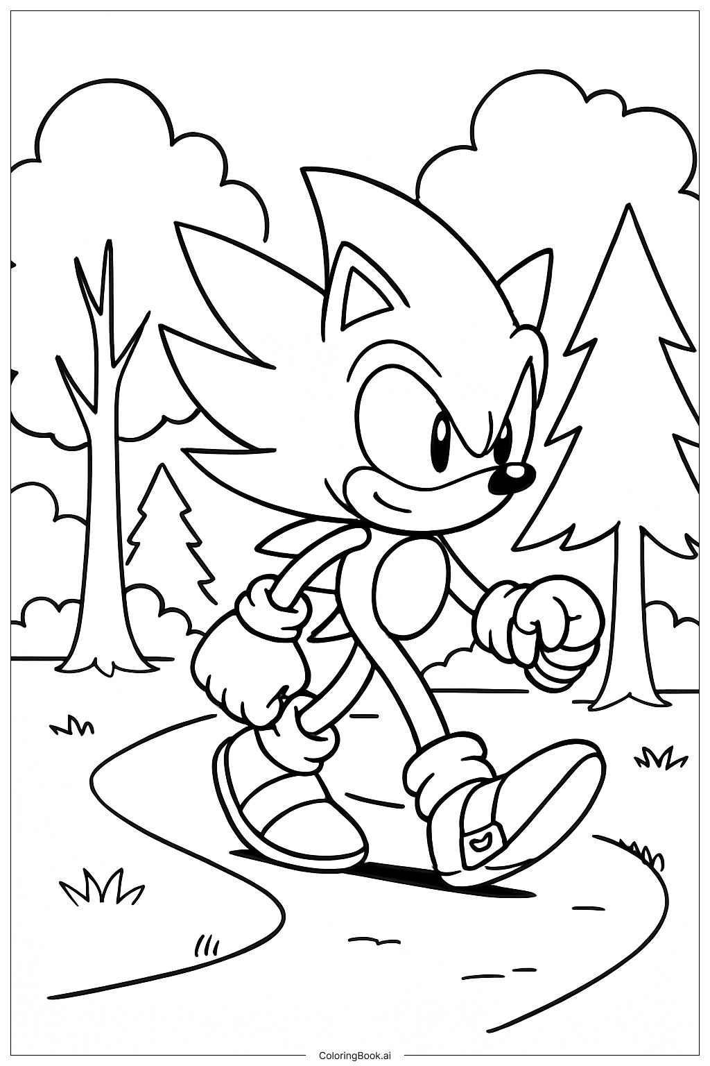  Super Sonic Forest Adventure Coloring Page 
