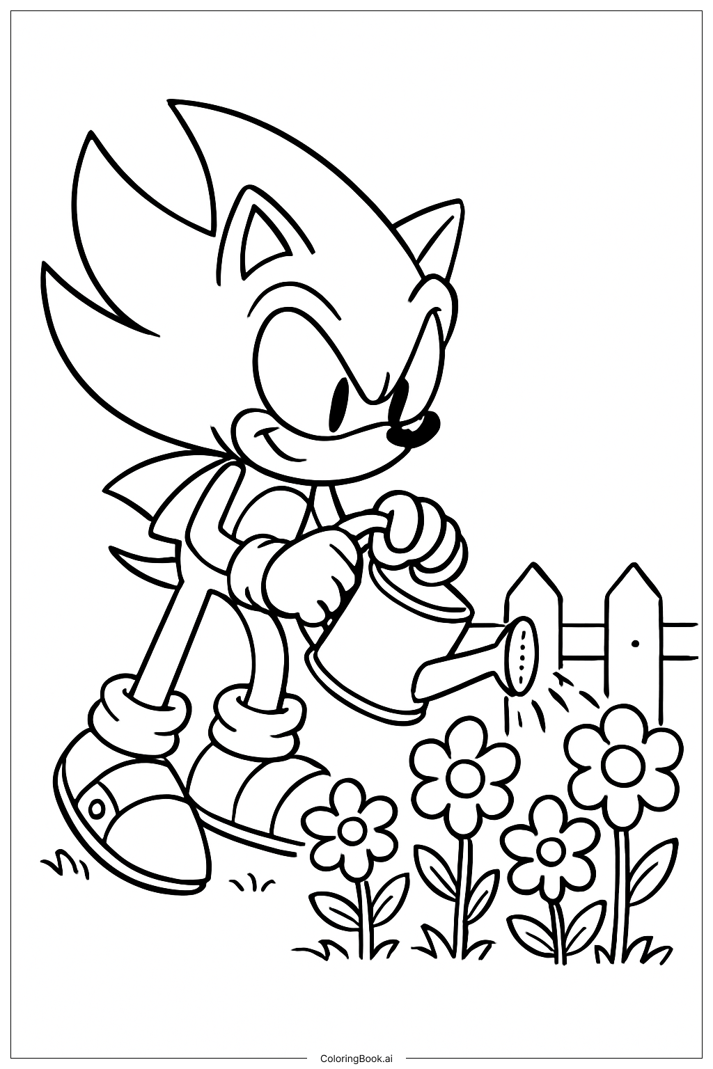  Super Sonic Garden Scene Coloring Page 
