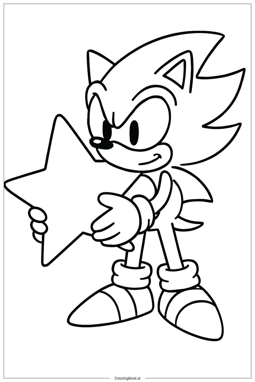  Super Sonic Holding Star Coloring Page 