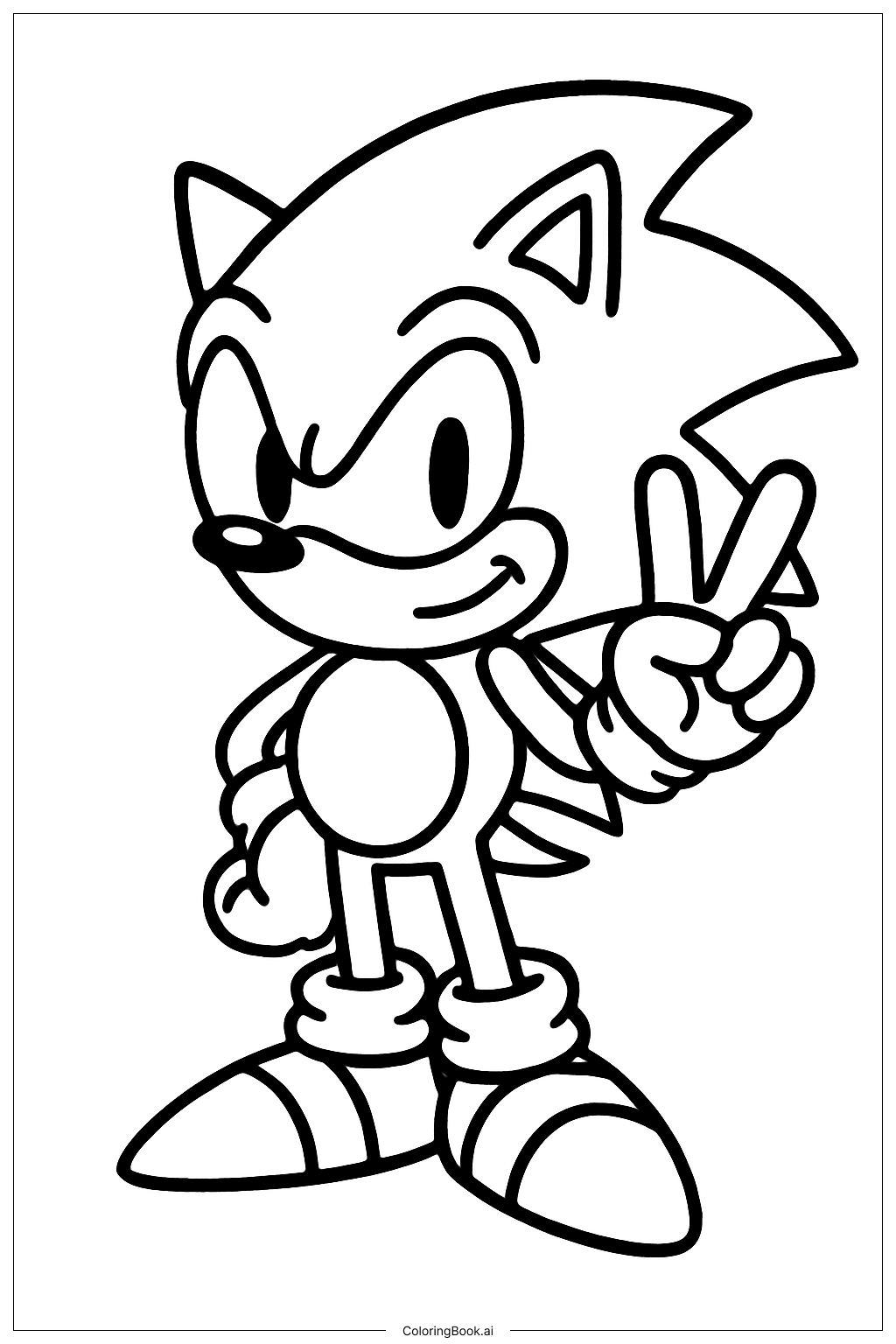  Super Sonic Peace Sign Coloring Page 
