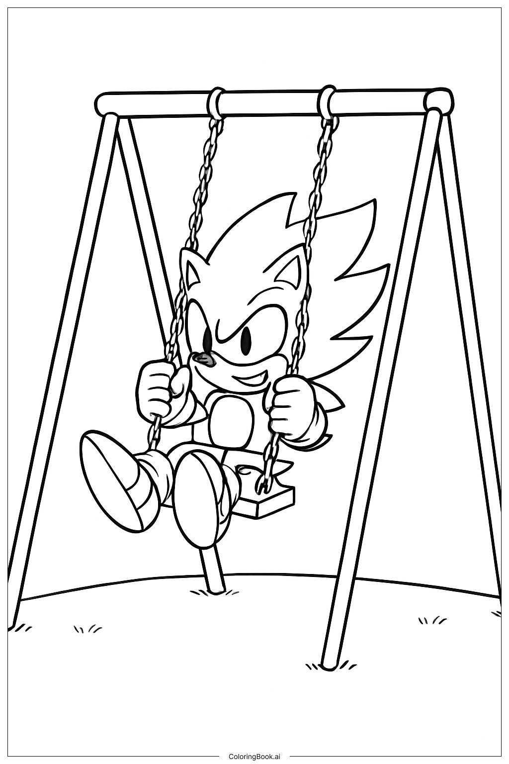  Super Sonic Playground Swing Coloring Page 