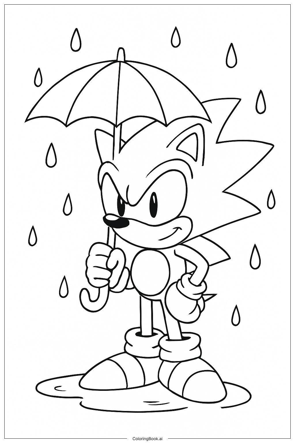  Super Sonic Rainy Day Umbrella Coloring Page 