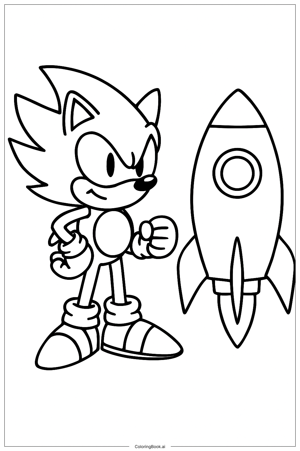  Super Sonic Simple Rocket Coloring Page 