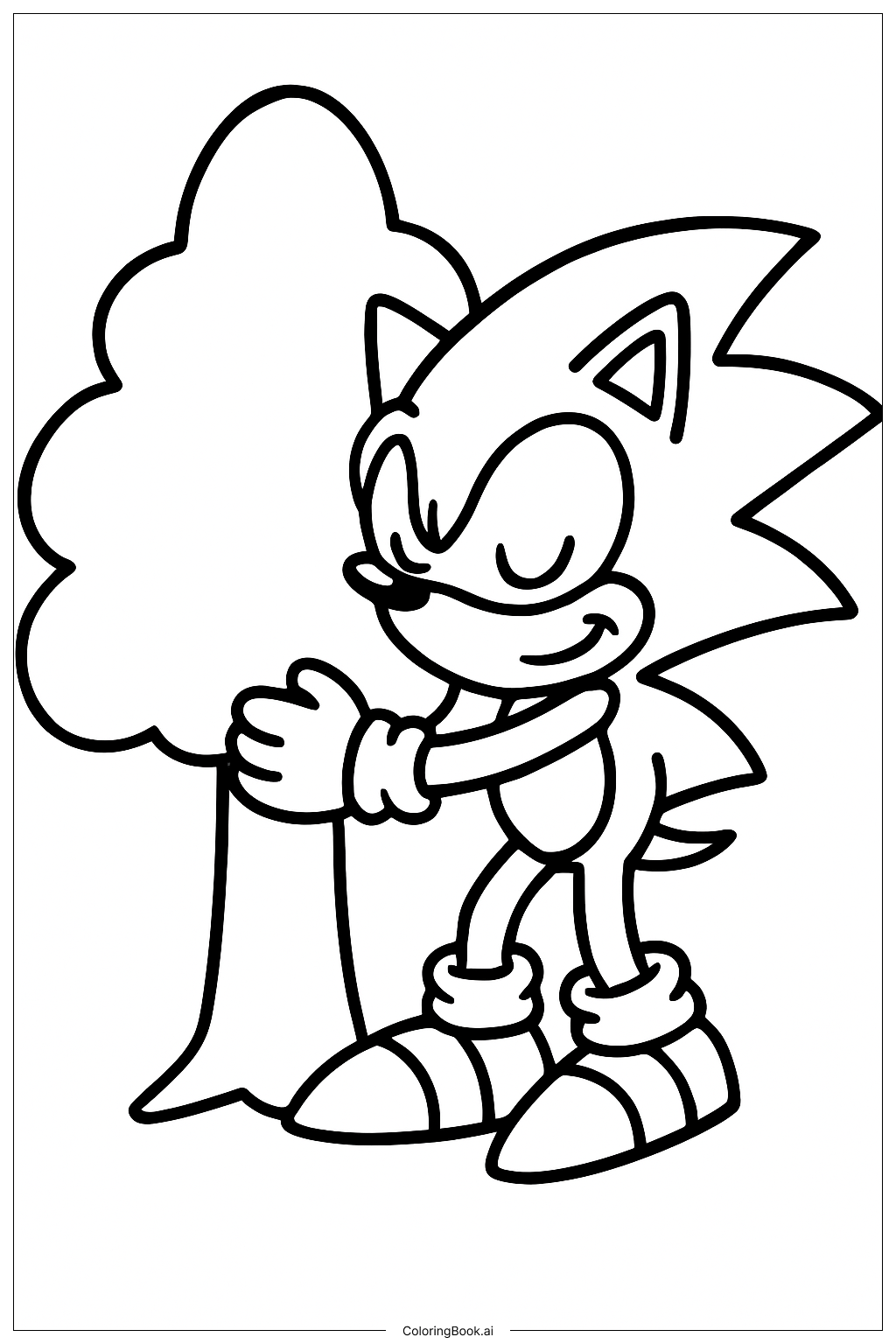  Super Sonic Simple Tree Hug Coloring Page 