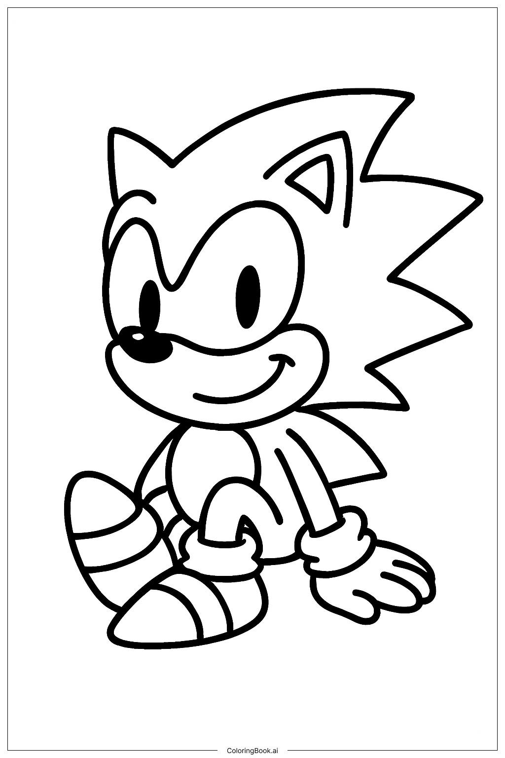  Super Sonic Sitting Smile Coloring Page 