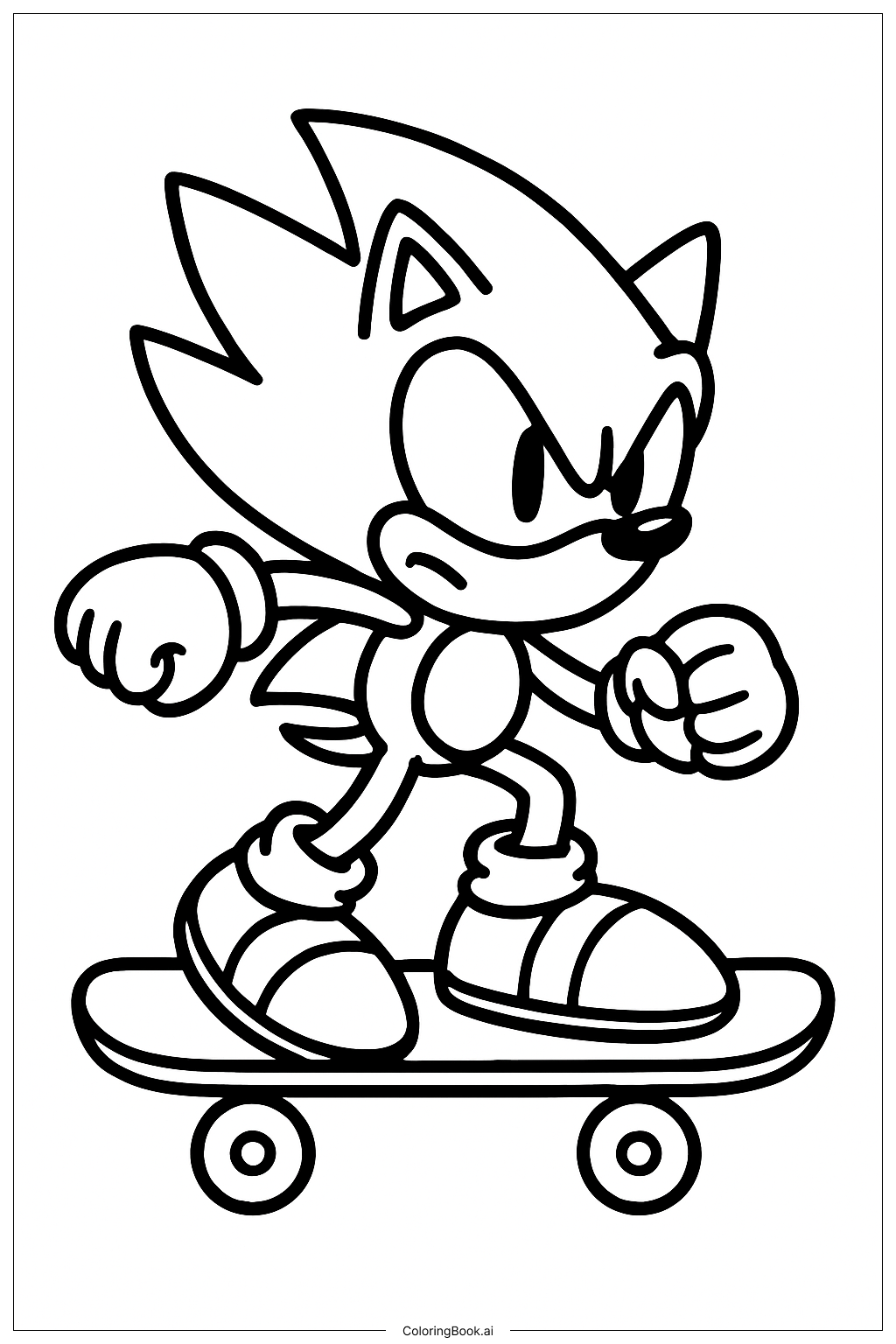  Super Sonic Skateboard Ride Coloring Page 