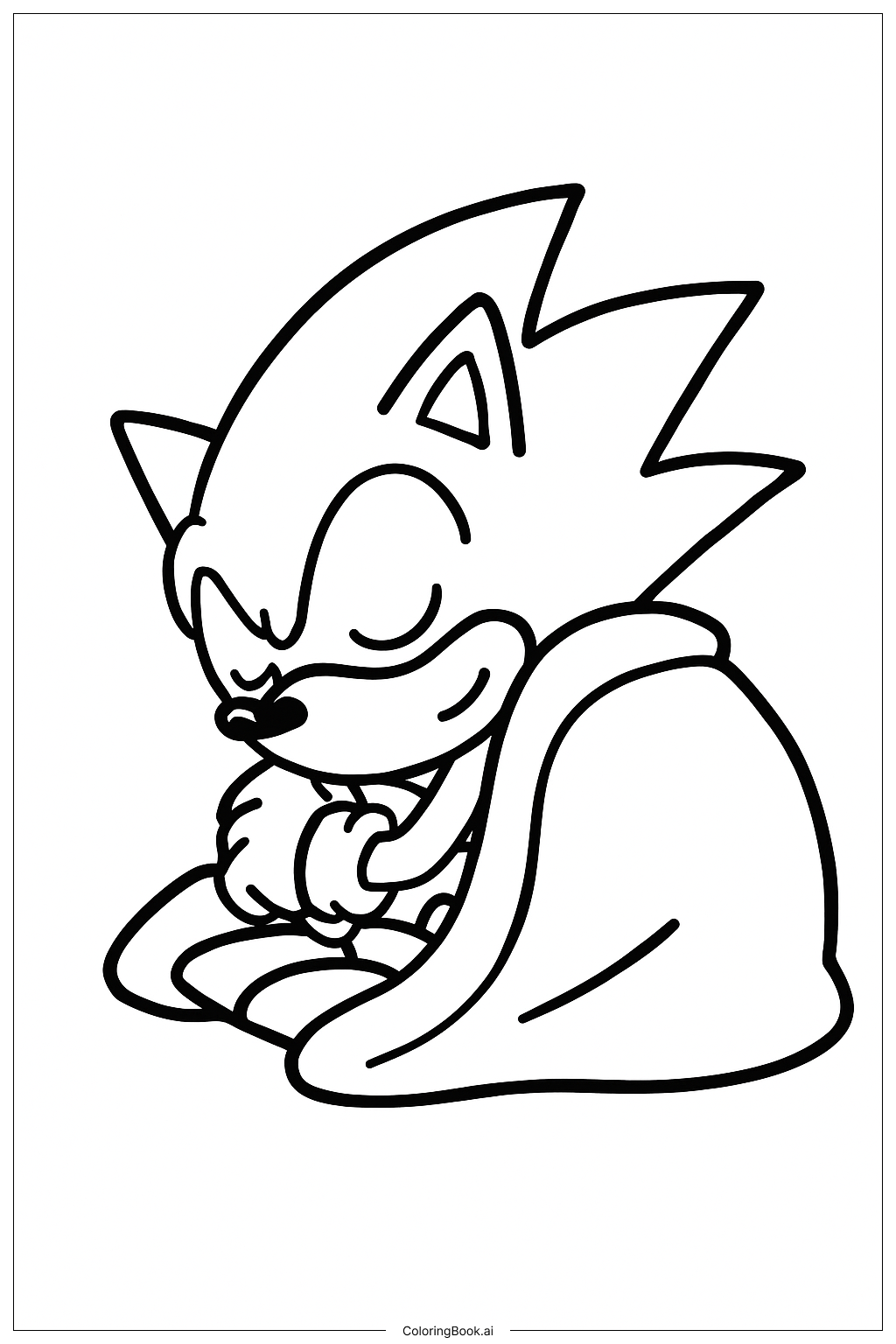  Super Sonic Sleeping Cozy Coloring Page 