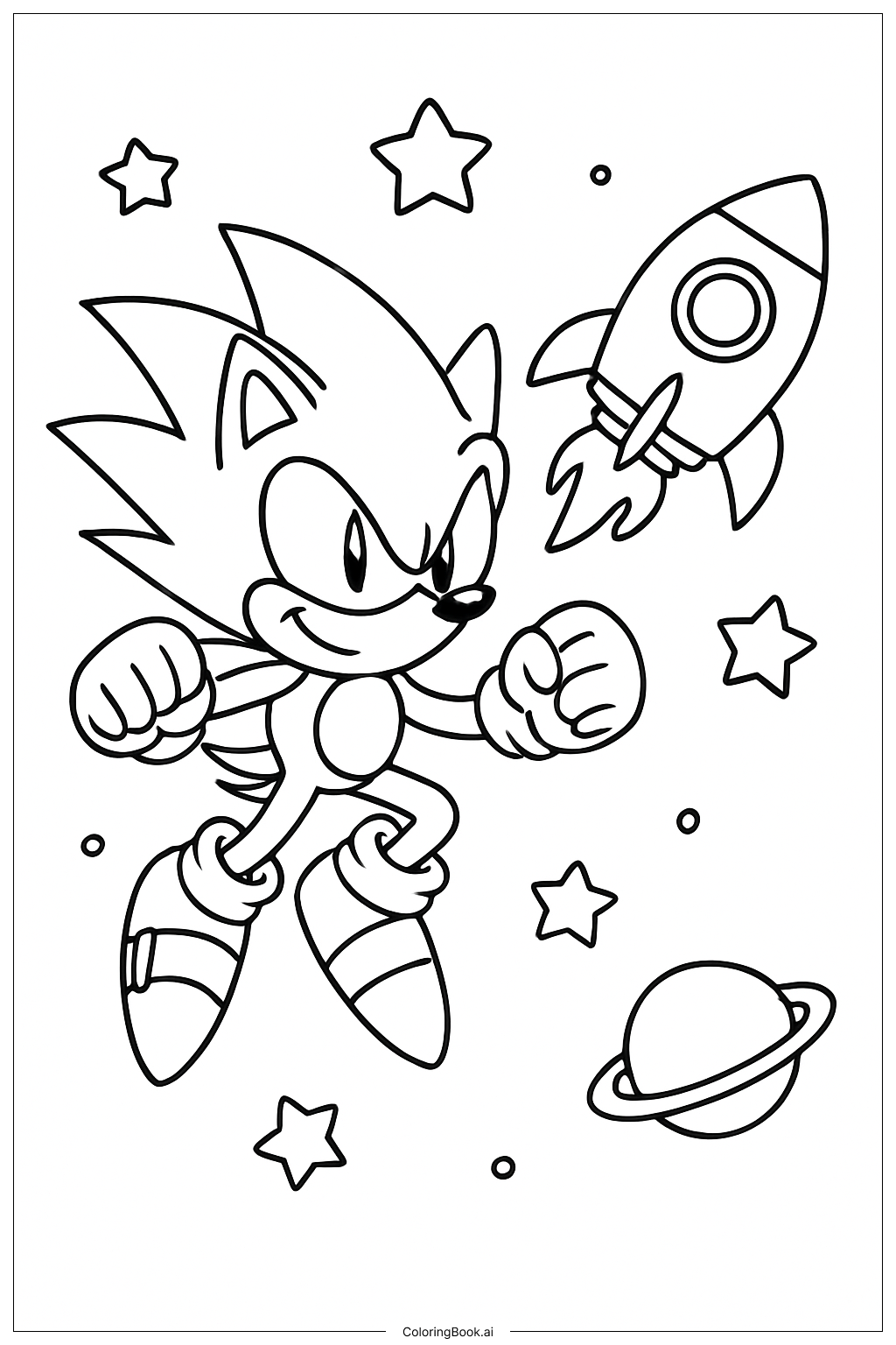 Super Sonic Space Journey Coloring Page 