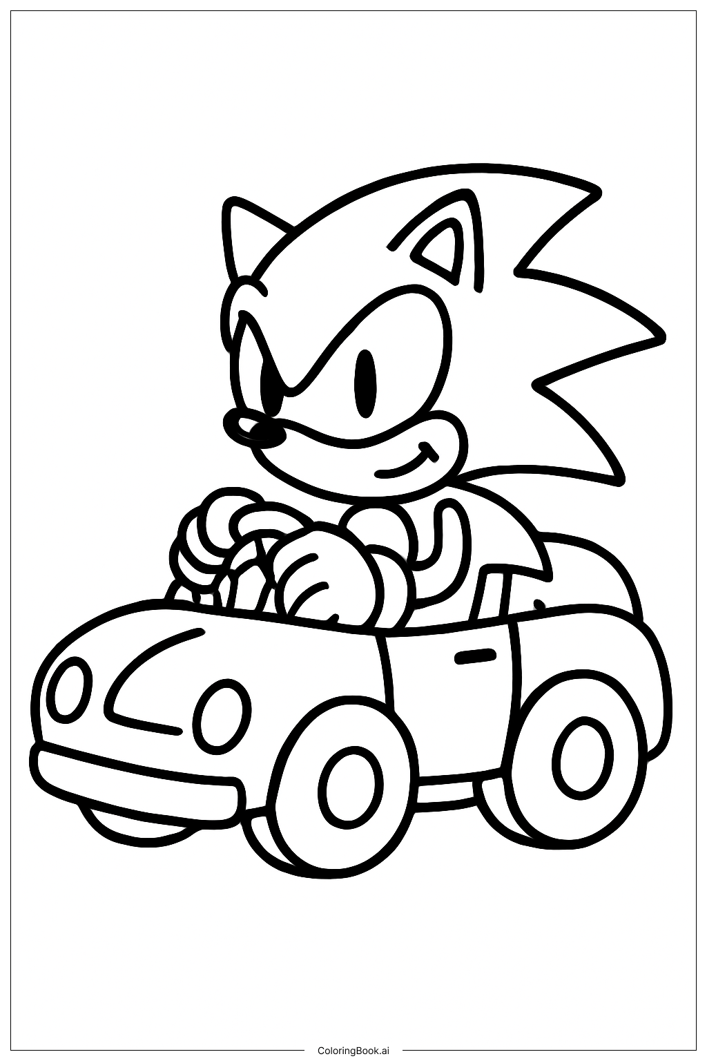  Super Sonic Tiny Car Ride Coloring Page 