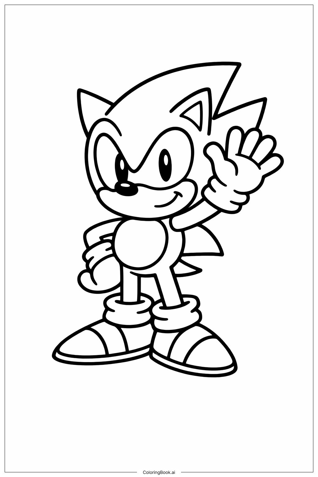  Super Sonic Waving Hand Coloring Page 