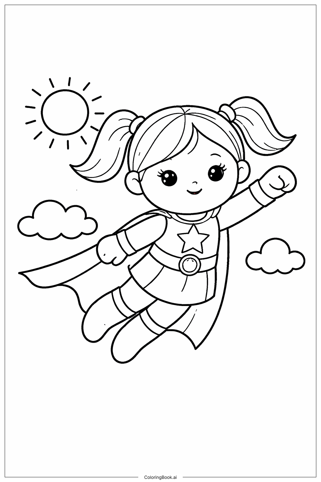  Superhelden-Puppe fliegt Ausmalseite 