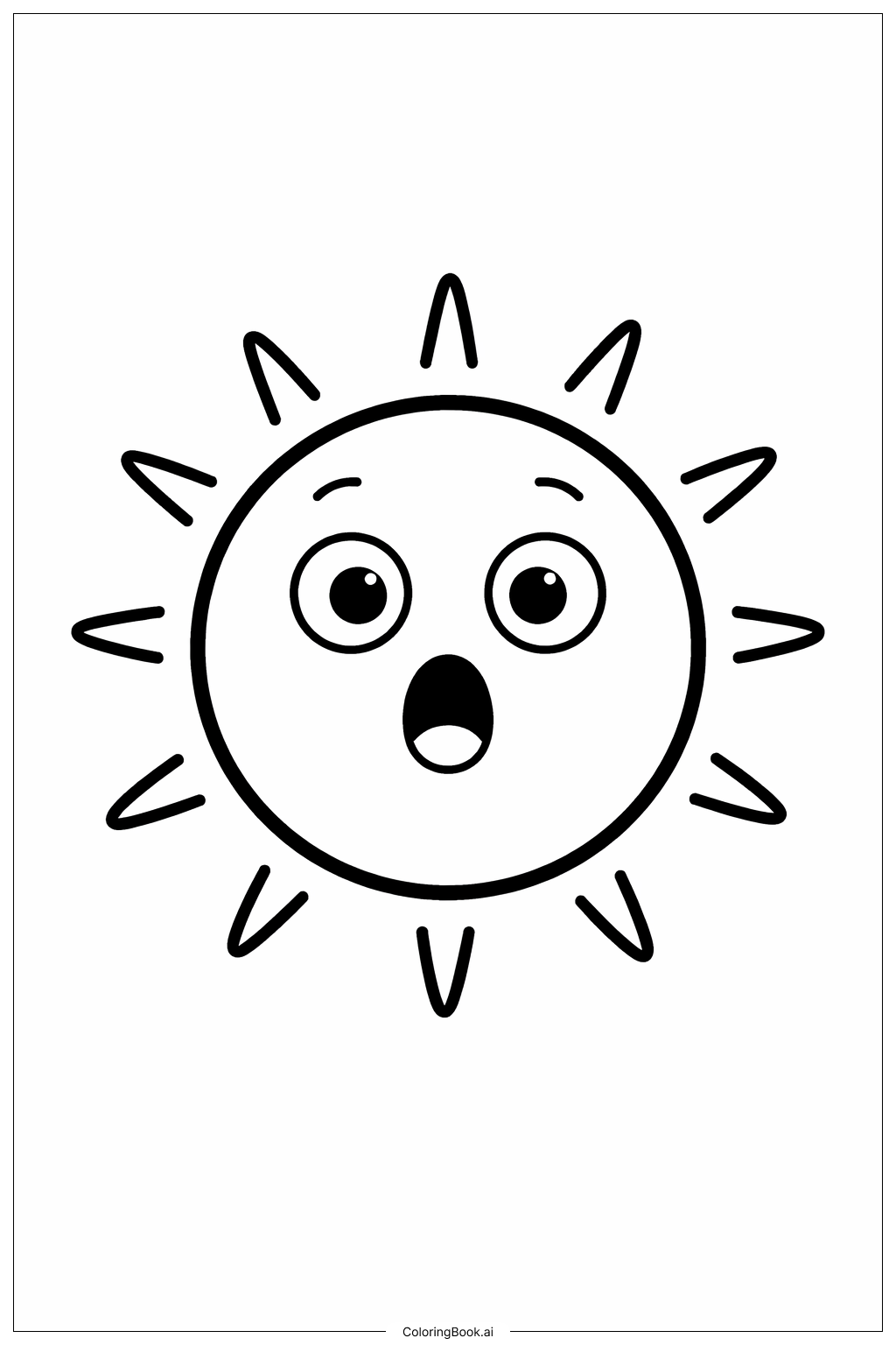  驚訝表情太陽著色頁 