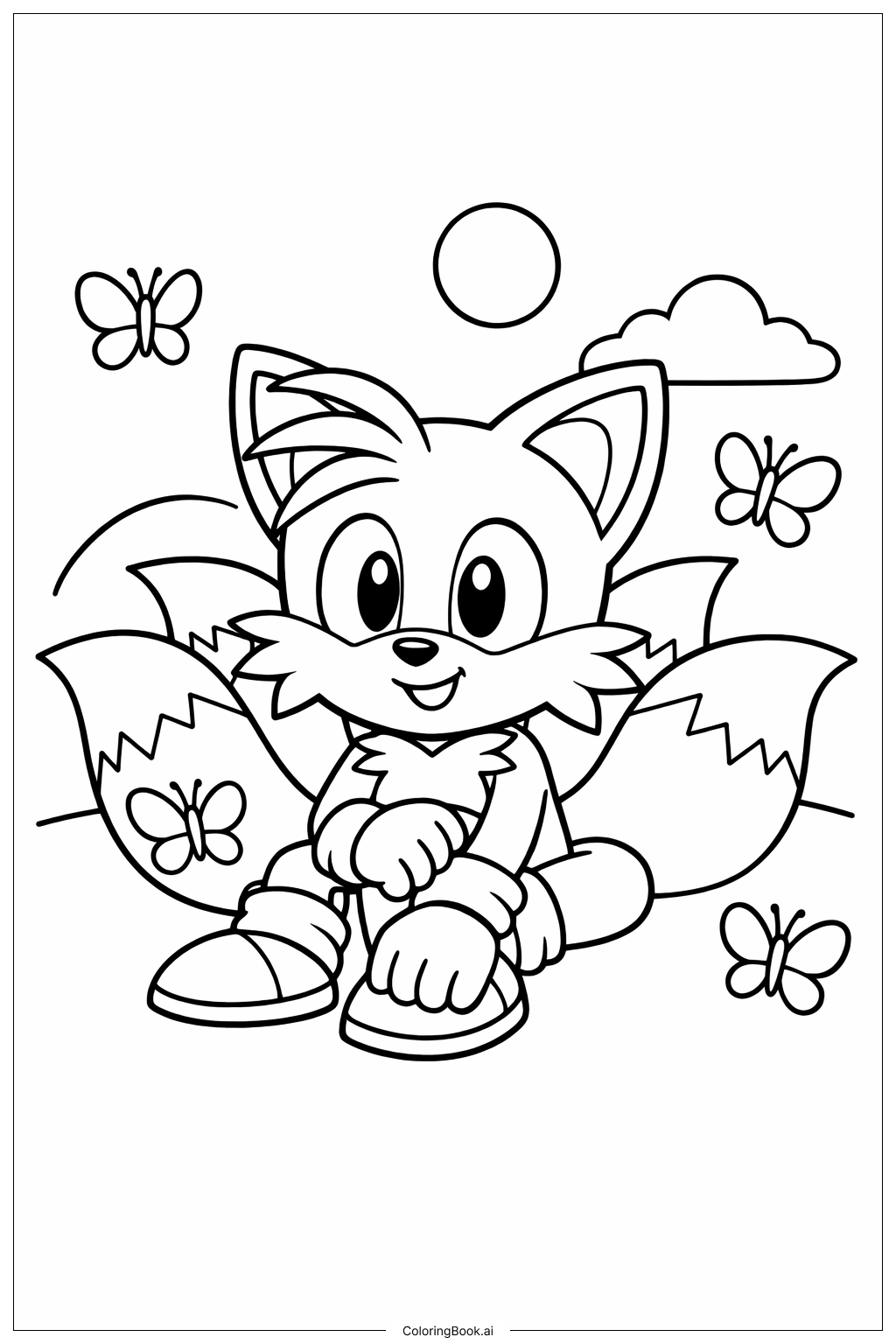  Page de coloriage Queues et Papillons 